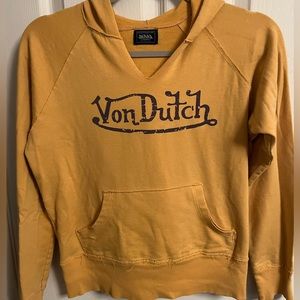 Von Dutch Originals Mustard Yellow Hoodie Sweatshirt Y2K, L